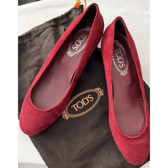 Tod's Shoes - Tod's Woman's Red Suede Heels Size 39 With Bag